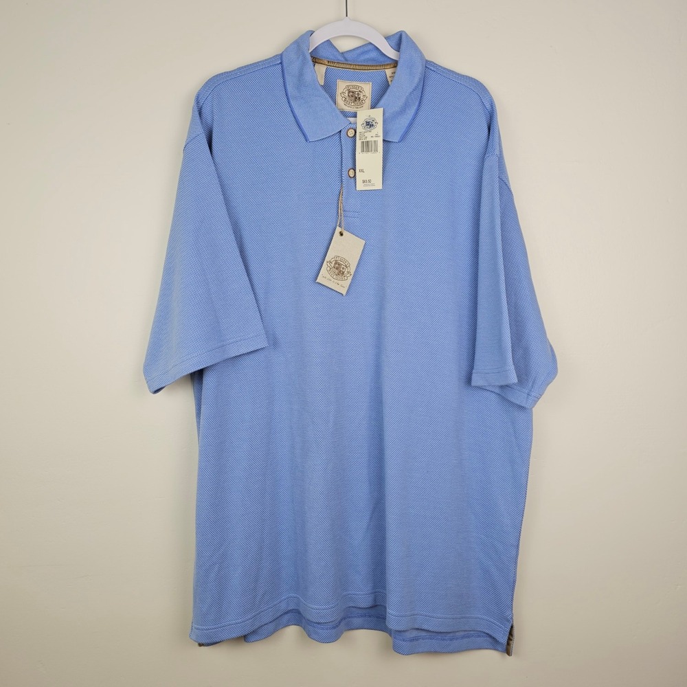 Pusser's West Indies Polo Shirt Mens XXL Blue Manor Short Sleeve Modal Blend NEW